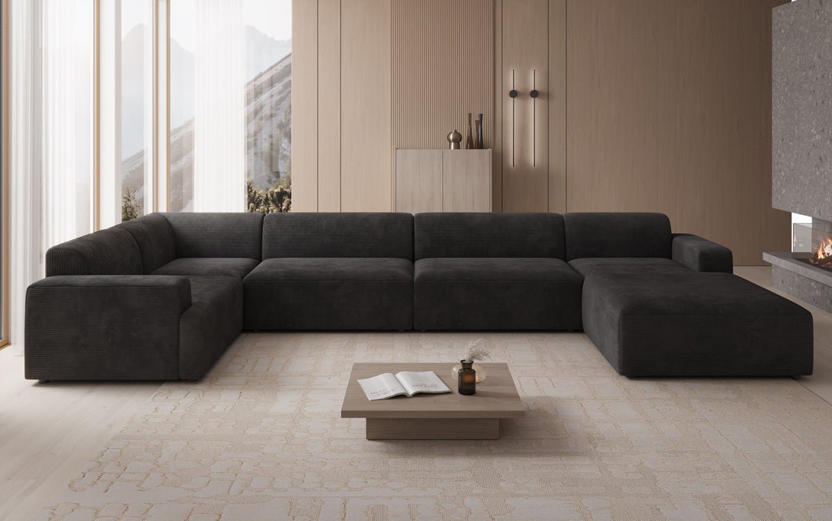 Designer Sofa Monza U XXL i Cordfløjl