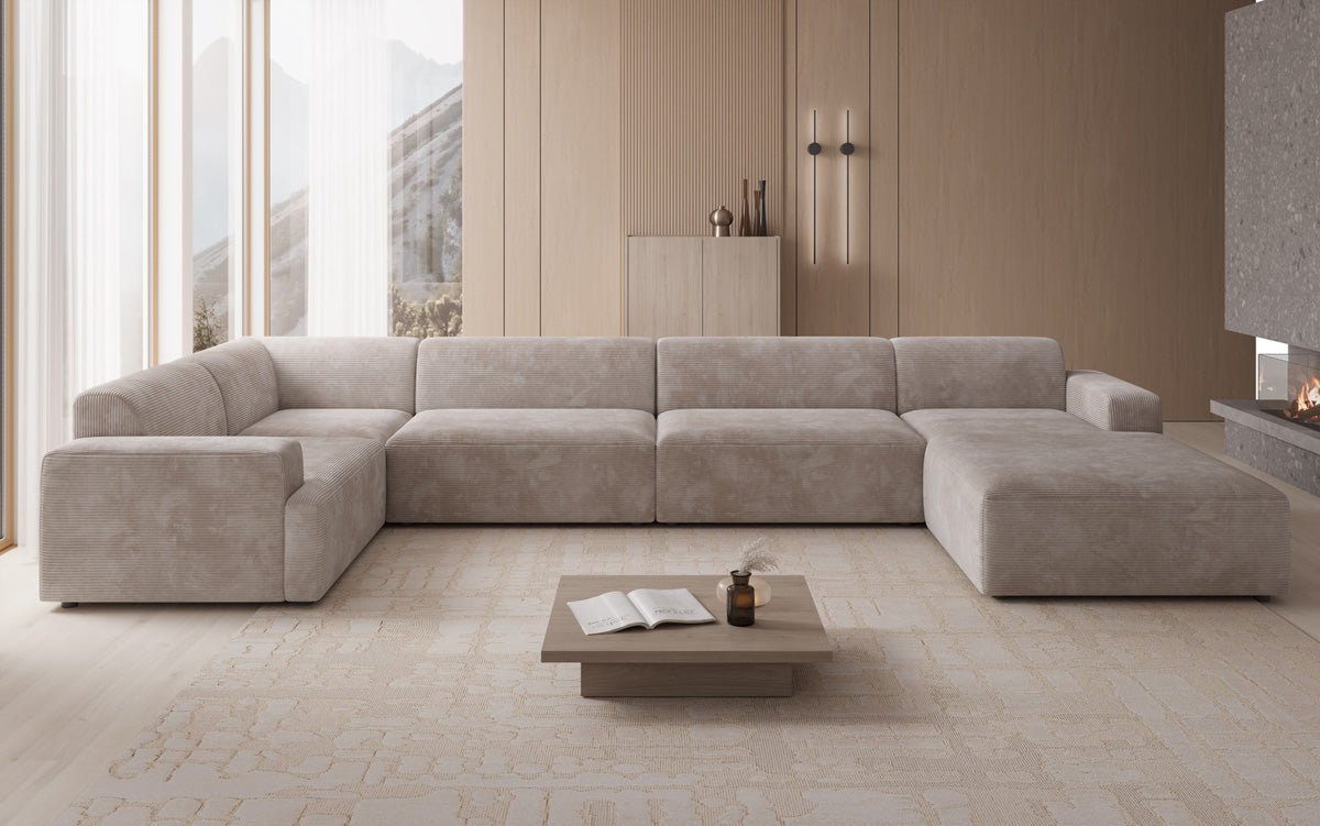 Designer Sofa Monza U XXL i Cordfløjl