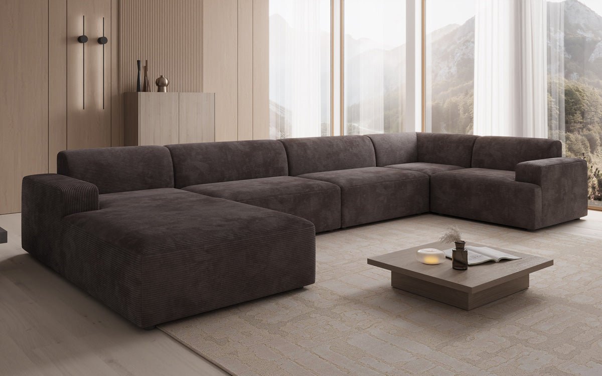 Designer Sofa Monza U XXL i Cordfløjl