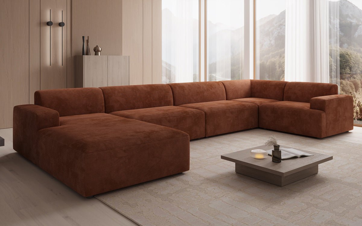 Designer Sofa Monza U XXL i Cordfløjl