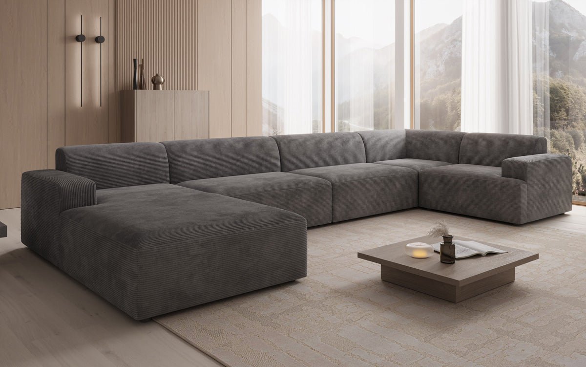 Designer Sofa Monza U XXL i Cordfløjl