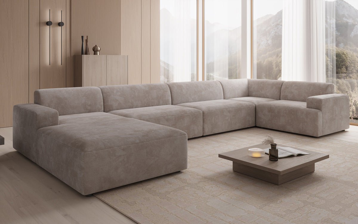 Designer Sofa Monza U XXL i Cordfløjl