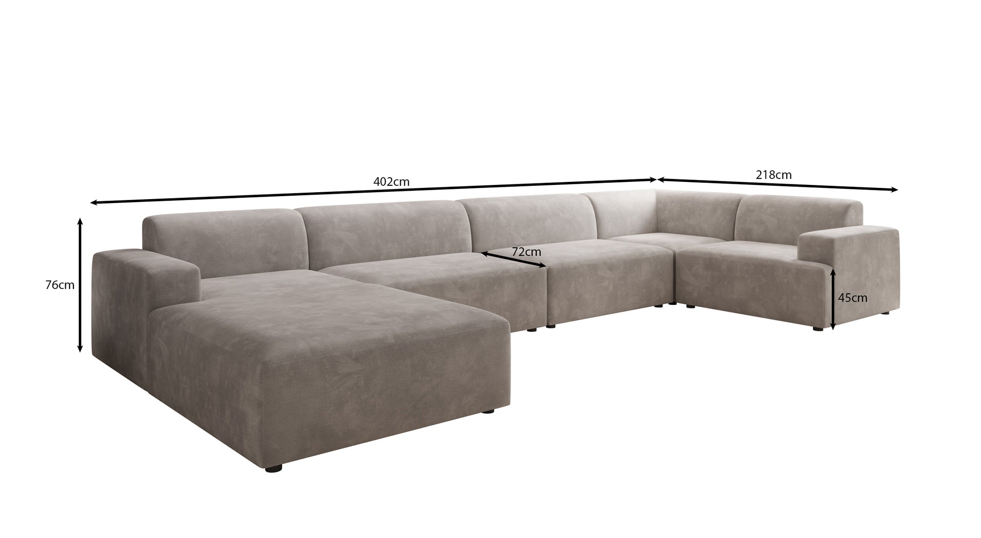 Designer Sofa Monza U XXL i Velour