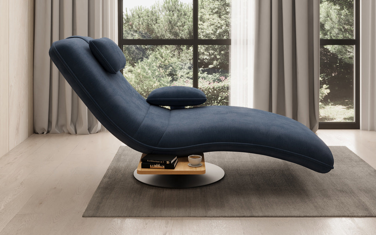 Designer afslapningsstol Velour med drejefunktion og sidebord