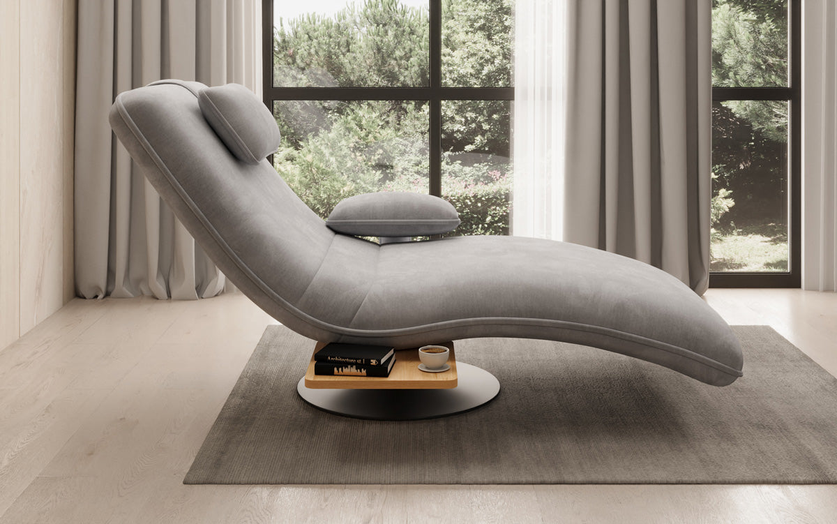 Designer afslapningsstol Velour med drejefunktion og sidebord