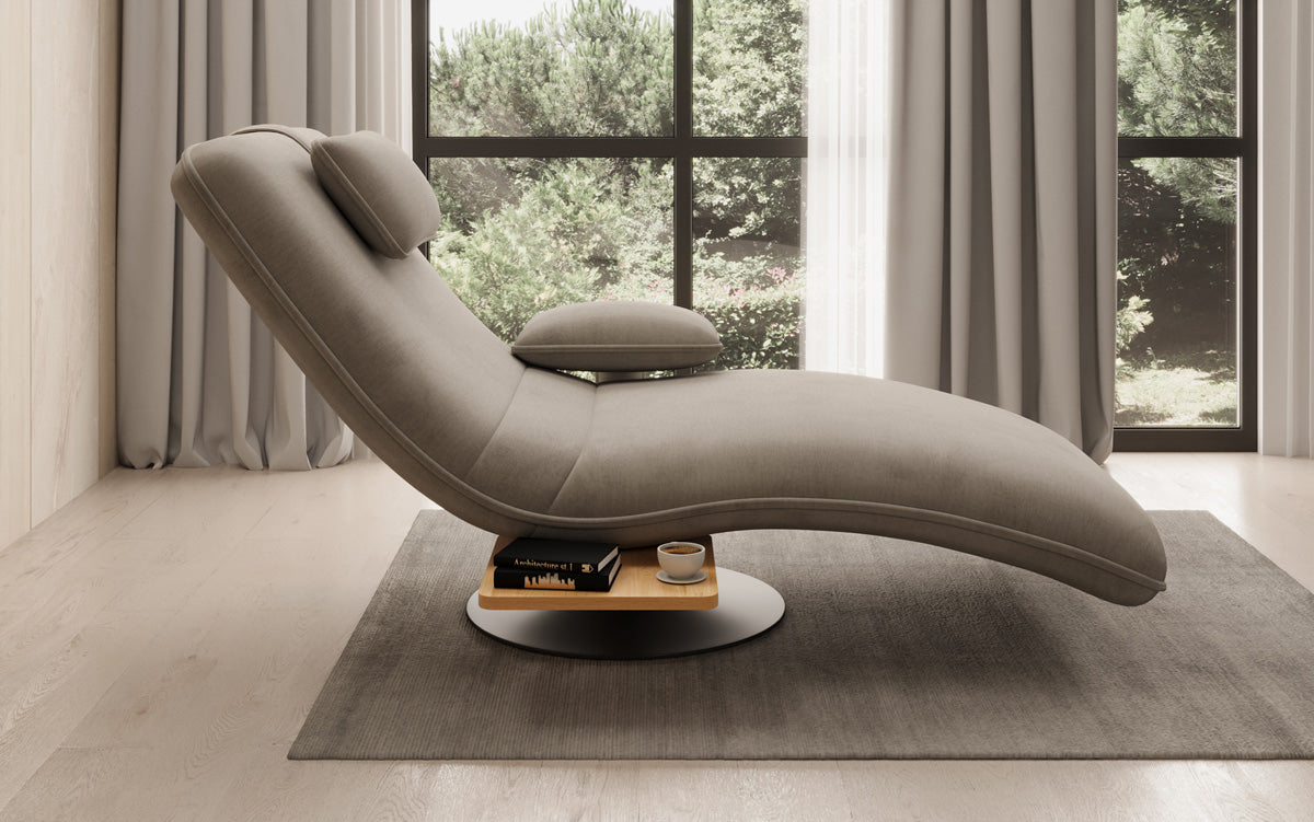Designer afslapningsstol Velour med drejefunktion og sidebord