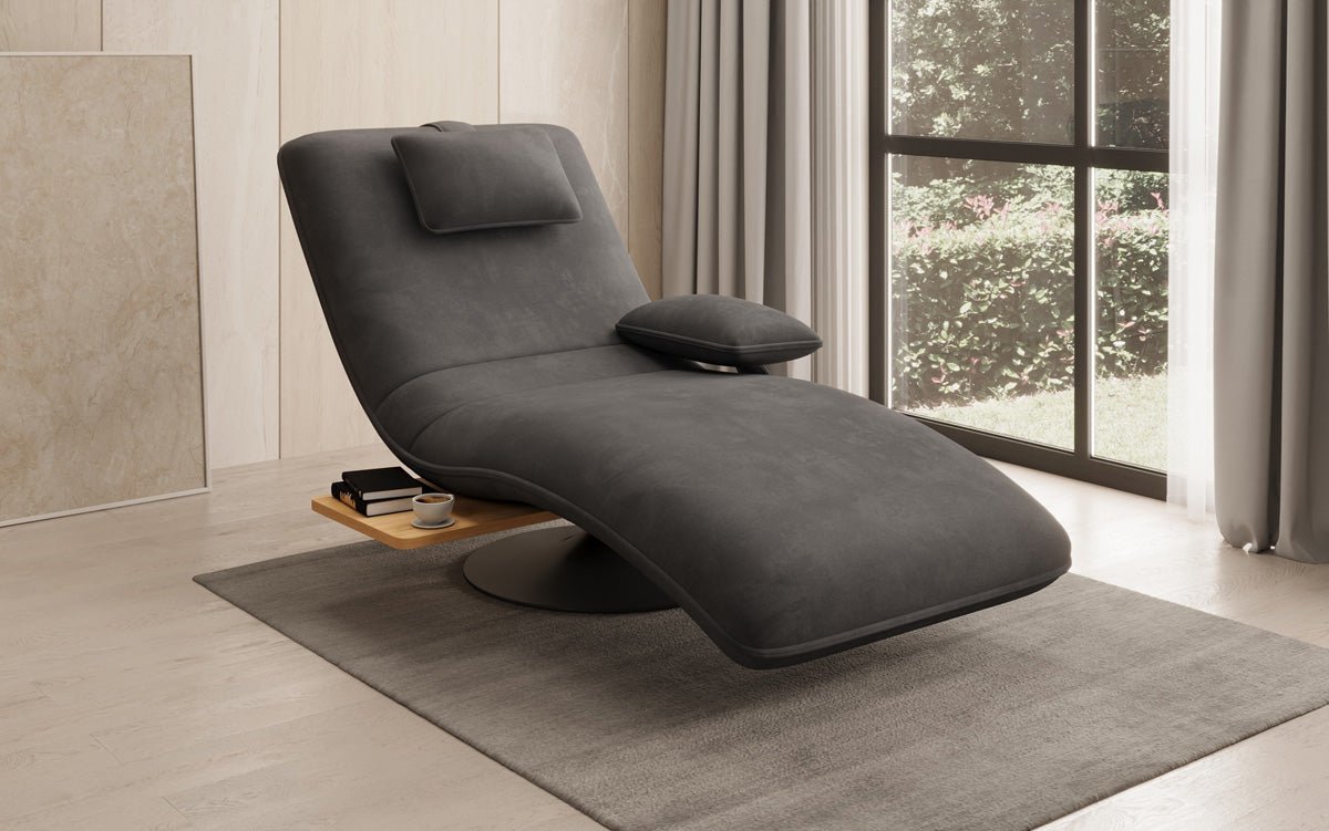 Designer afslapningsstol Velour med drejefunktion og sidebord