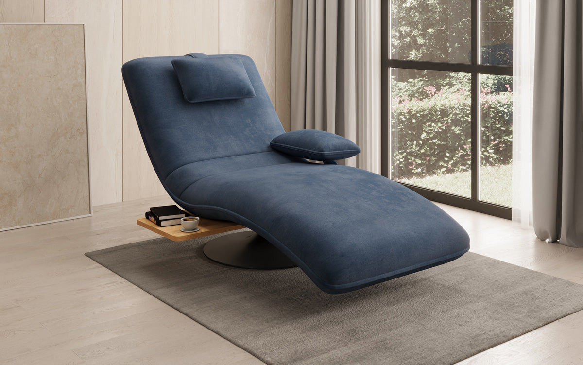 Designer afslapningsstol Velour med drejefunktion og sidebord