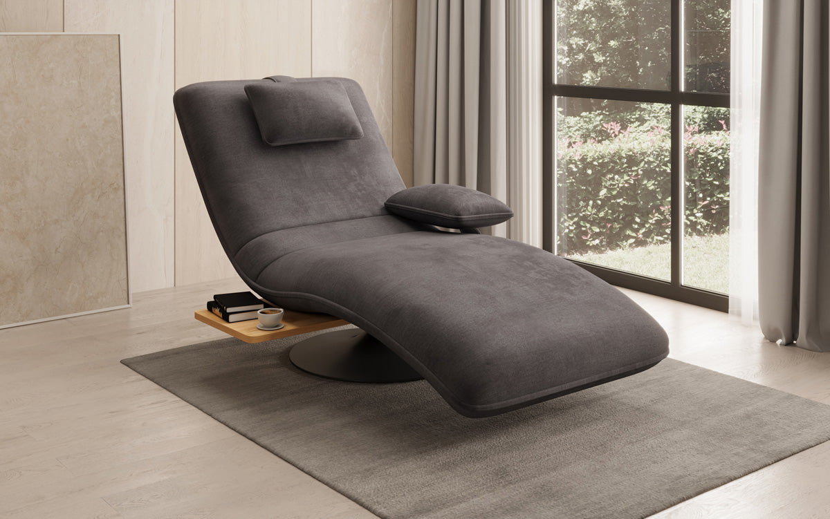 Designer afslapningsstol Velour med drejefunktion og sidebord