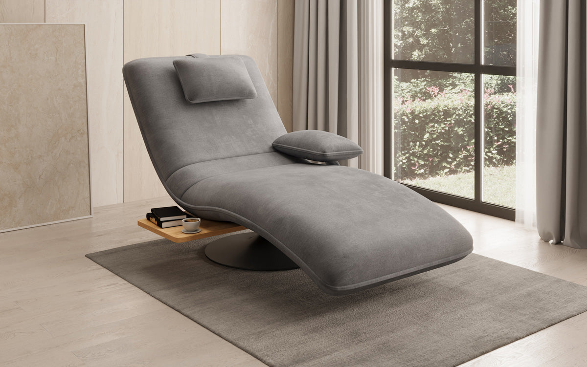 Designer afslapningsstol Velour med drejefunktion og sidebord