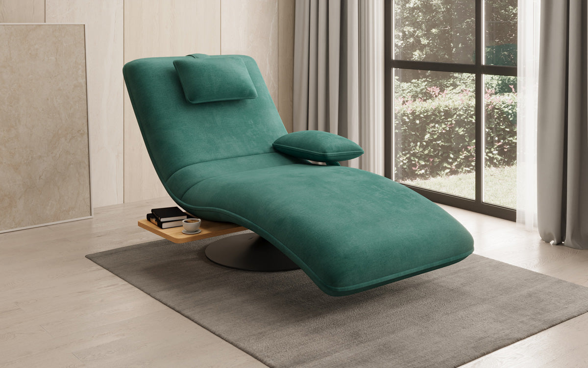 Designer afslapningsstol Velour med drejefunktion og sidebord