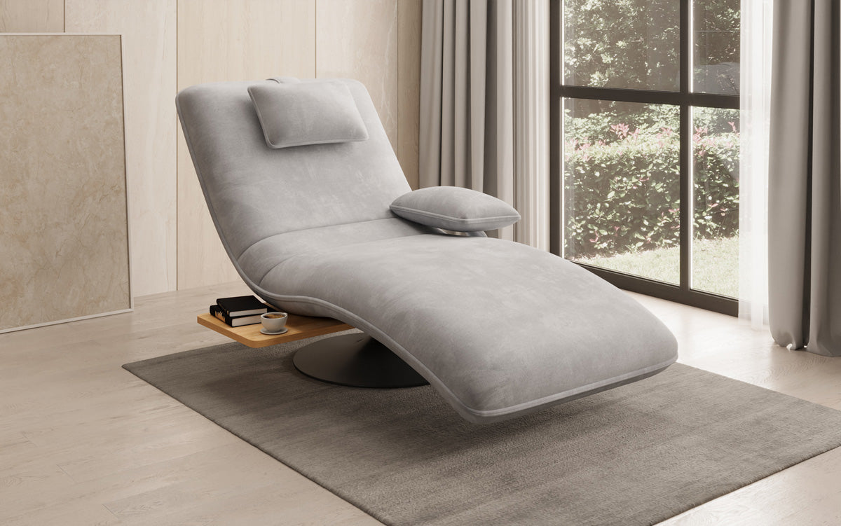 Designer afslapningsstol Velour med drejefunktion og sidebord