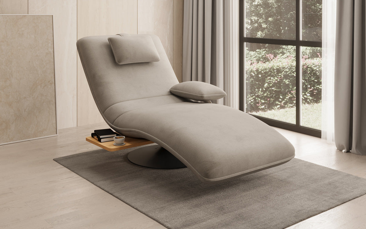 Designer afslapningsstol Velour med drejefunktion og sidebord