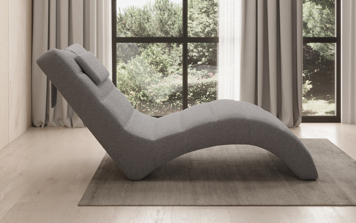 Designer afslapningsstol Leon i Bouclé