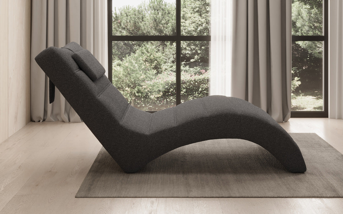 Designer afslapningsstol Leon i Bouclé
