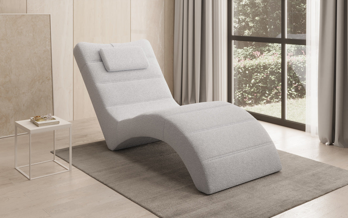 Designer afslapningsstol Leon i Bouclé