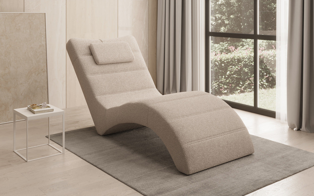 Designer afslapningsstol Leon i Bouclé