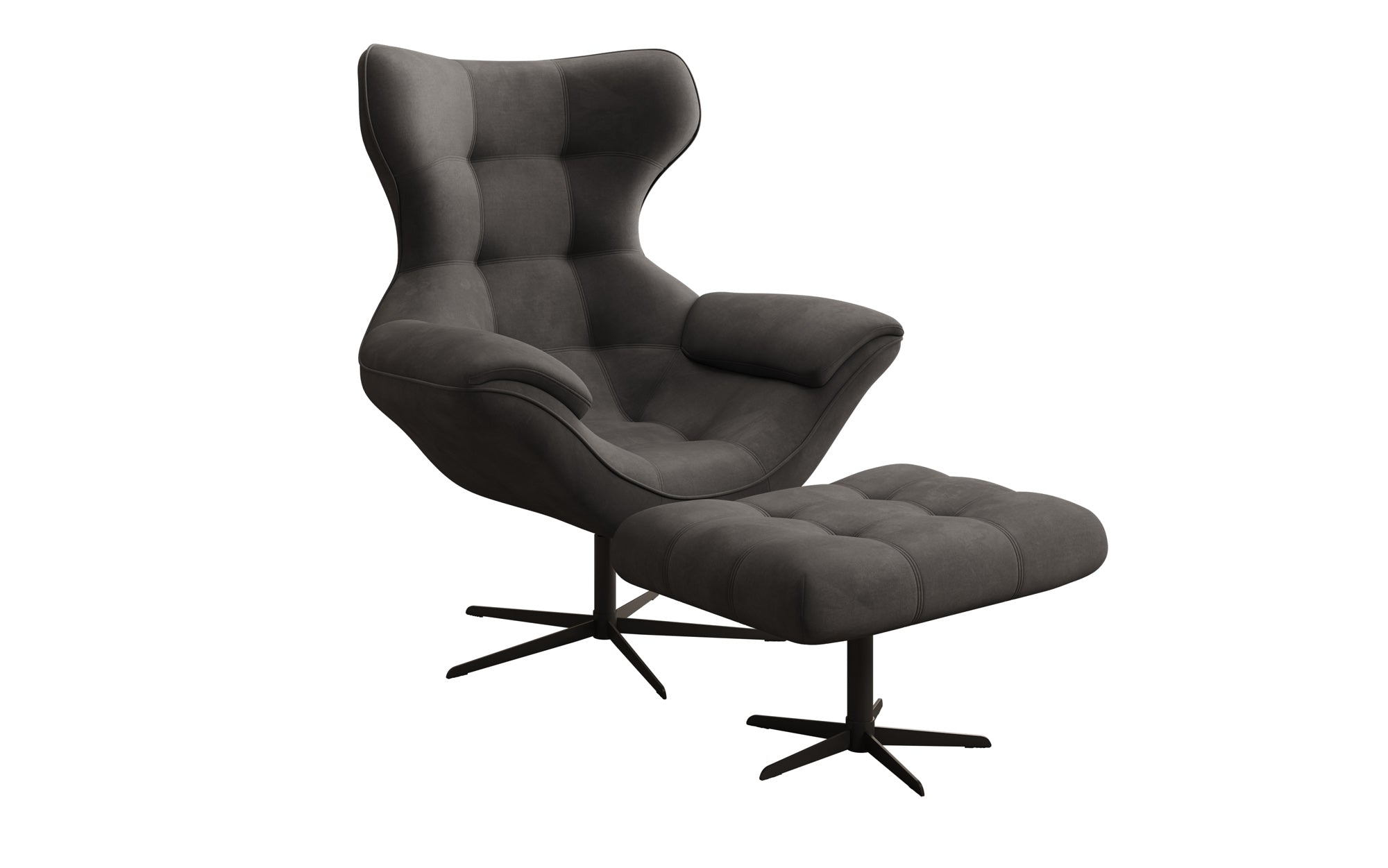 Designer Sofa-Sessel Aurelio inkl. Beistellhocker in Velour