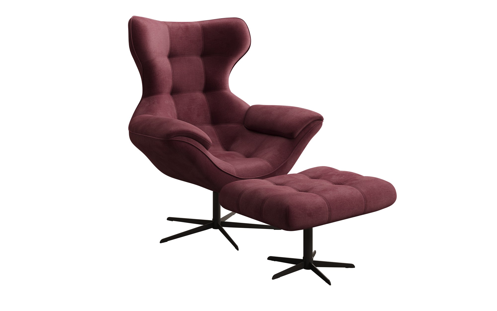 Designer Sofa-Sessel Aurelio inkl. Beistellhocker in Velour