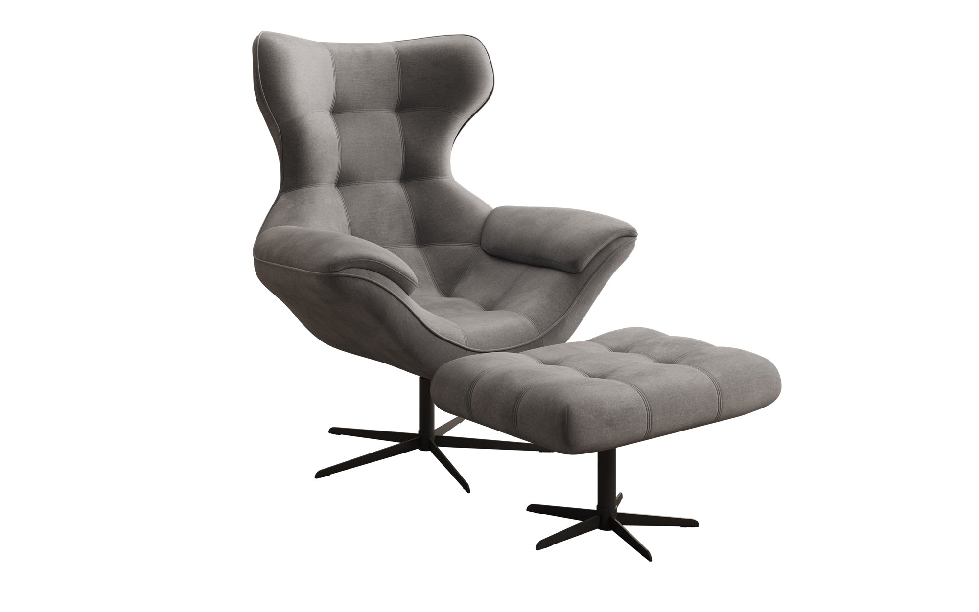 Designer Sofa-Sessel Aurelio inkl. Beistellhocker in Velour