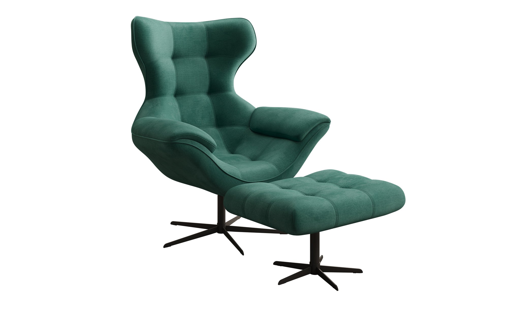 Designer Sofa-Sessel Aurelio inkl. Beistellhocker in Velour