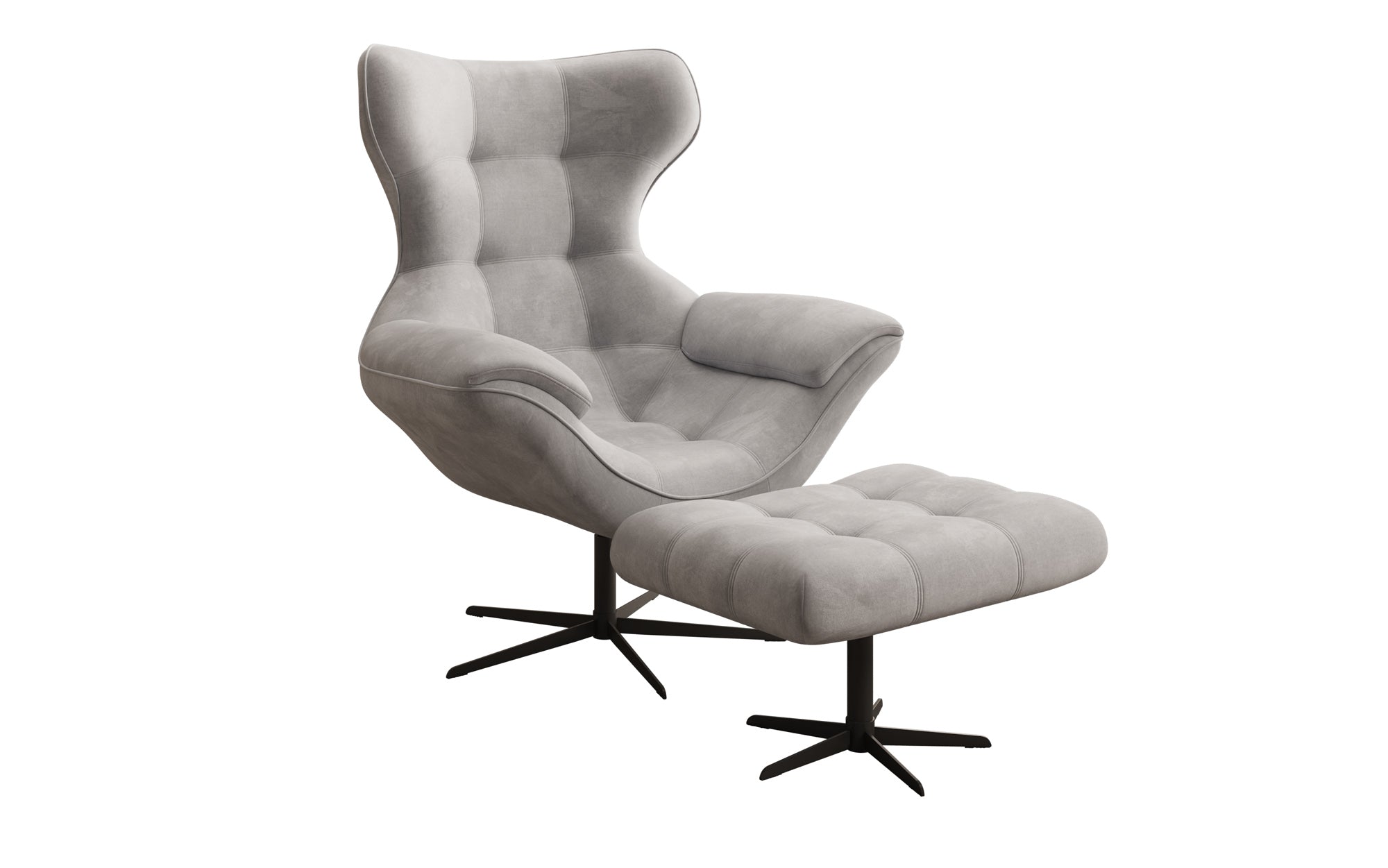 Designer Sofa-Sessel Aurelio inkl. Beistellhocker in Velour