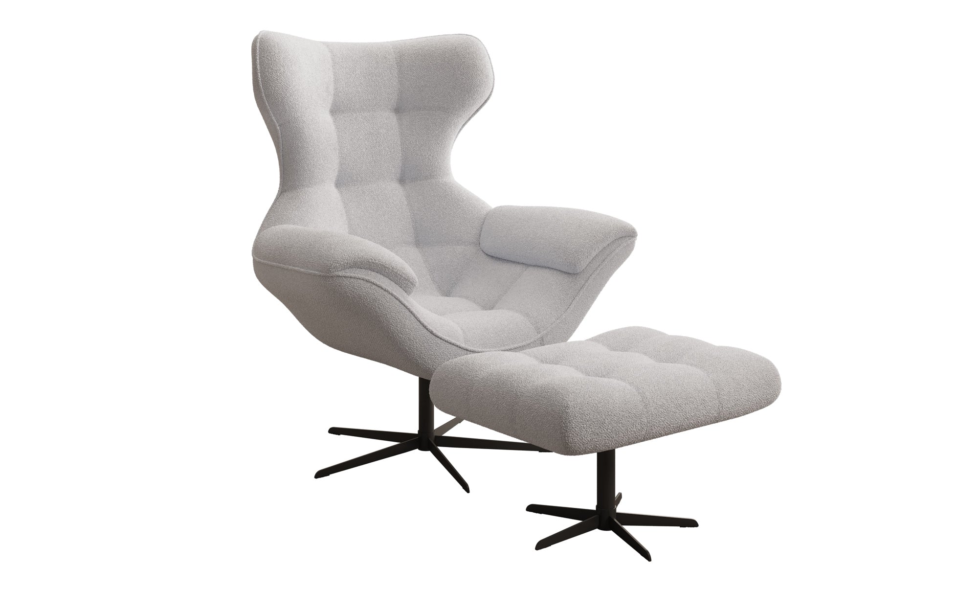 Designer Sofa-Lænestol Aurelio inkl. sidepuf i Bouclé