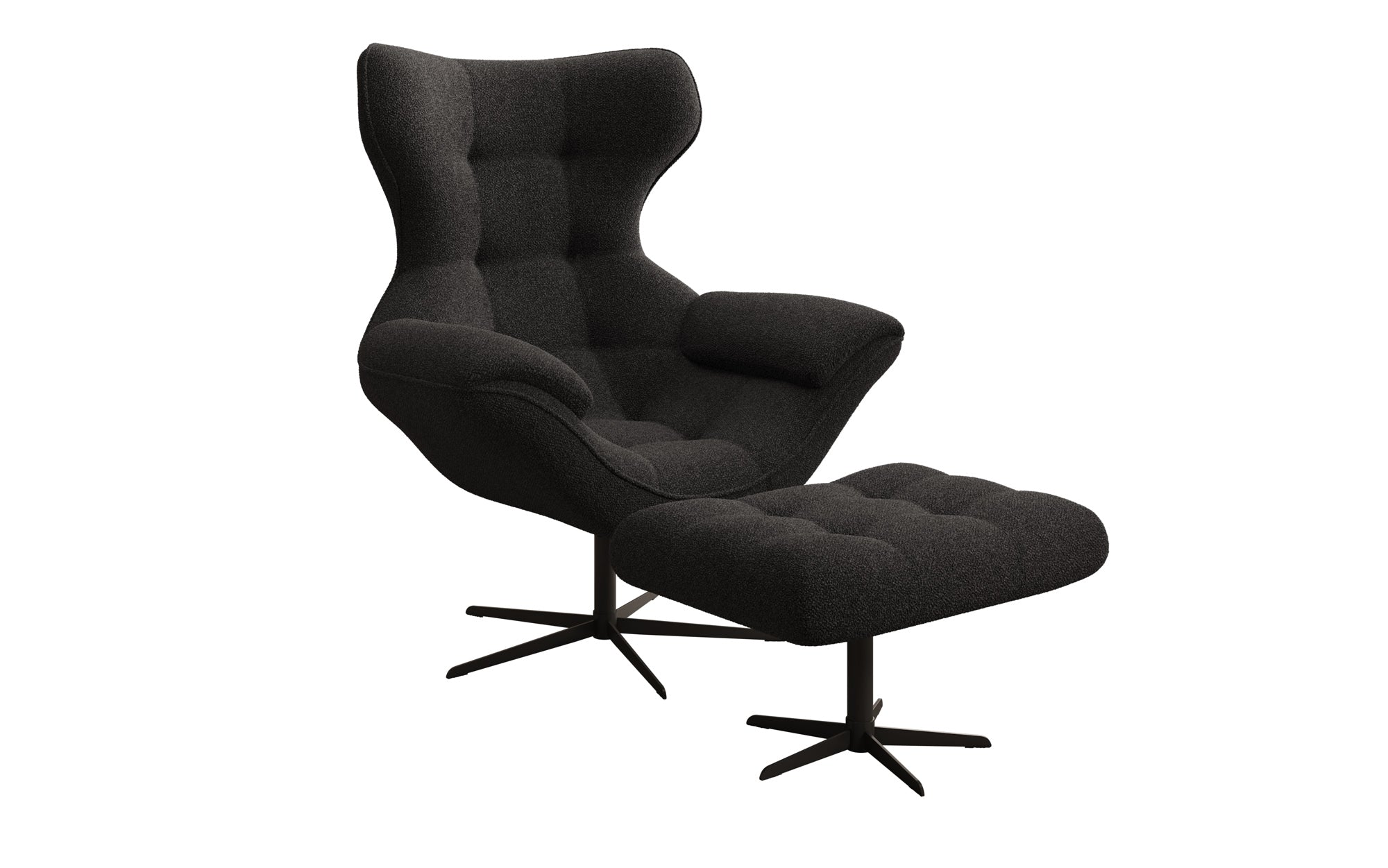Designer Sofa-Lænestol Aurelio inkl. sidepuf i Bouclé