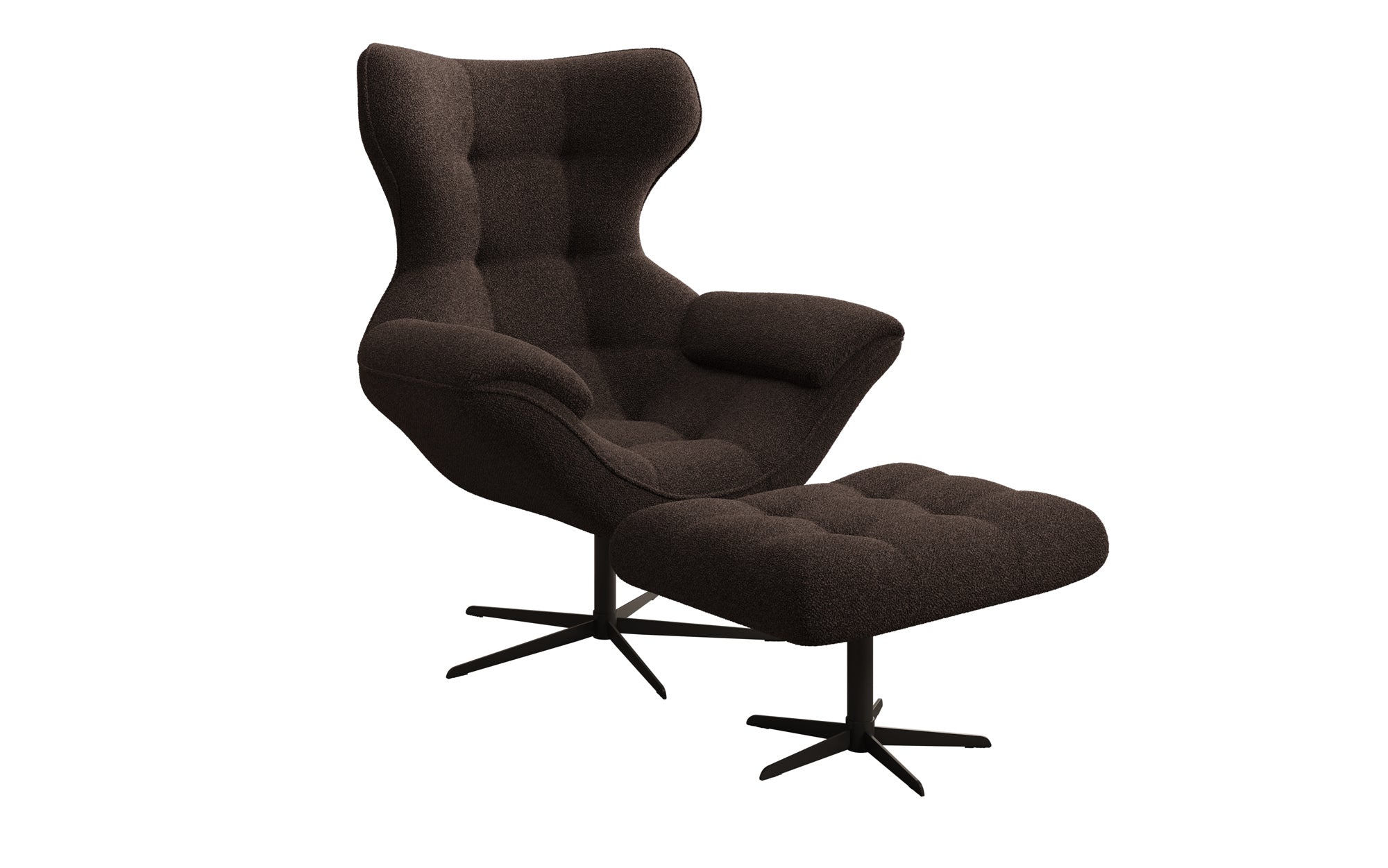 Designer Sofa-Lænestol Aurelio inkl. sidepuf i Bouclé