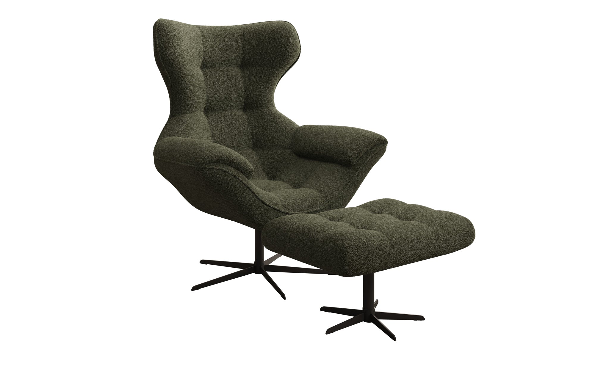 Designer Sofa-Lænestol Aurelio inkl. sidepuf i Bouclé