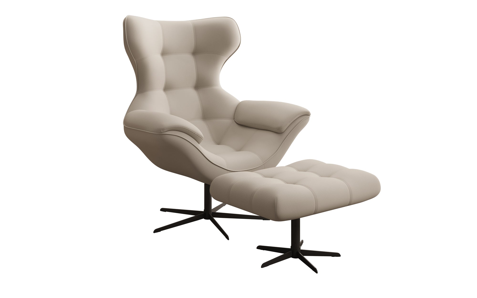 Designer Sofa-Sessel Aurelio inkl. Beistellhocker in Stof