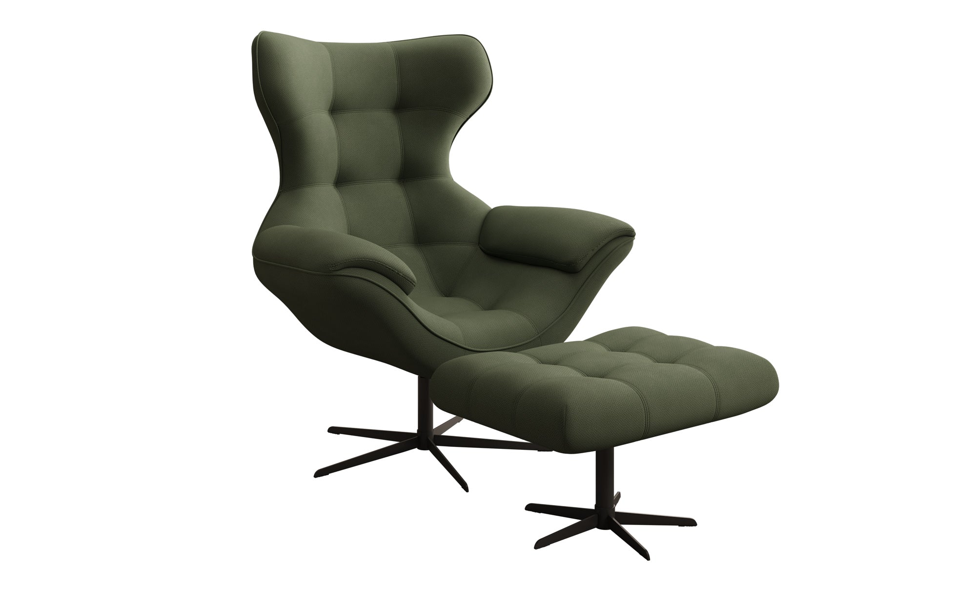 Designer Sofa-Sessel Aurelio inkl. Beistellhocker in Stof