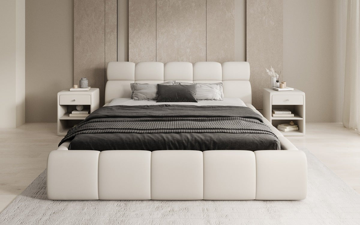Designer polstret seng Dallas Stof med opbevaringsplads