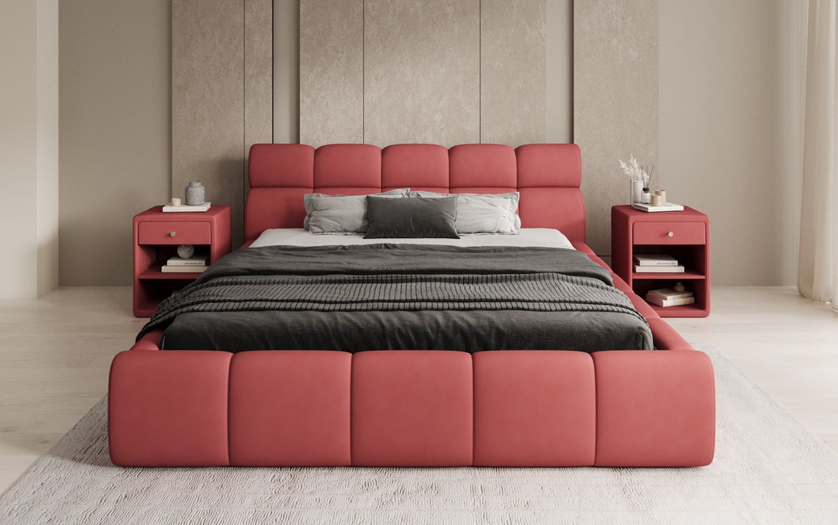 Designer polstret seng Dallas Stof med opbevaringsplads