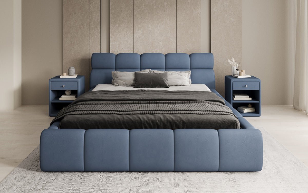 Designer polstret seng Dallas Stof med opbevaringsplads