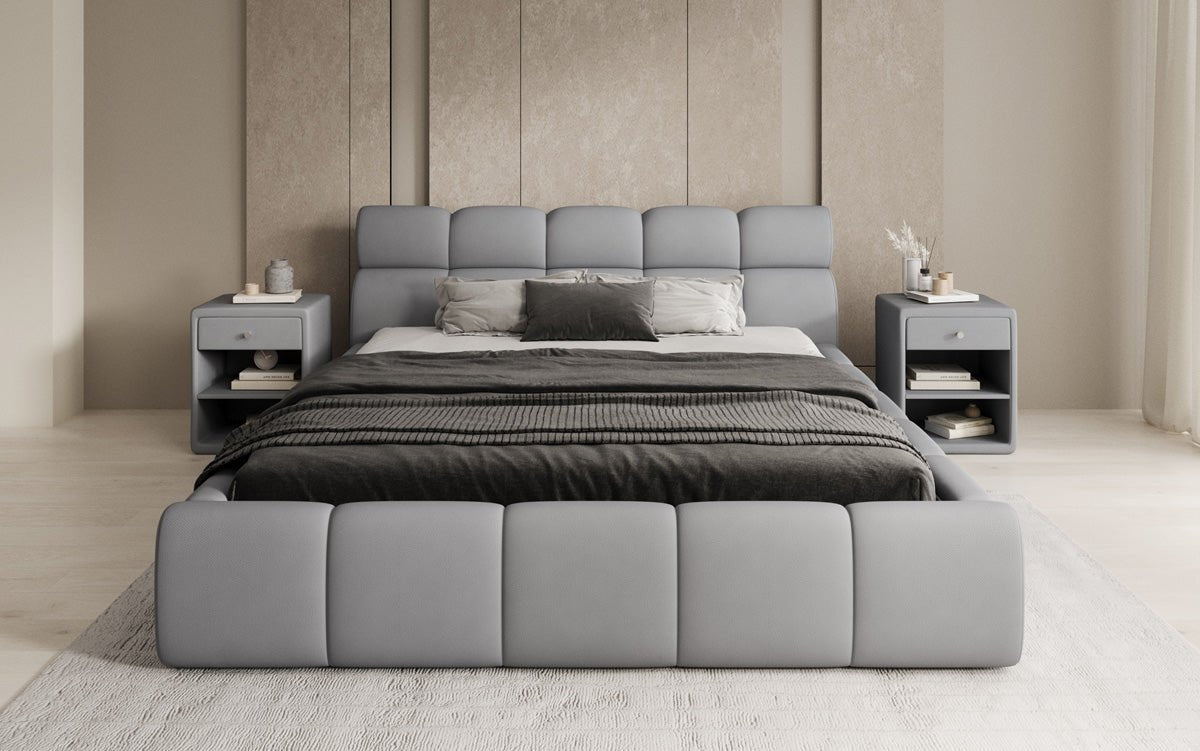 Designer polstret seng Dallas Stof med opbevaringsplads