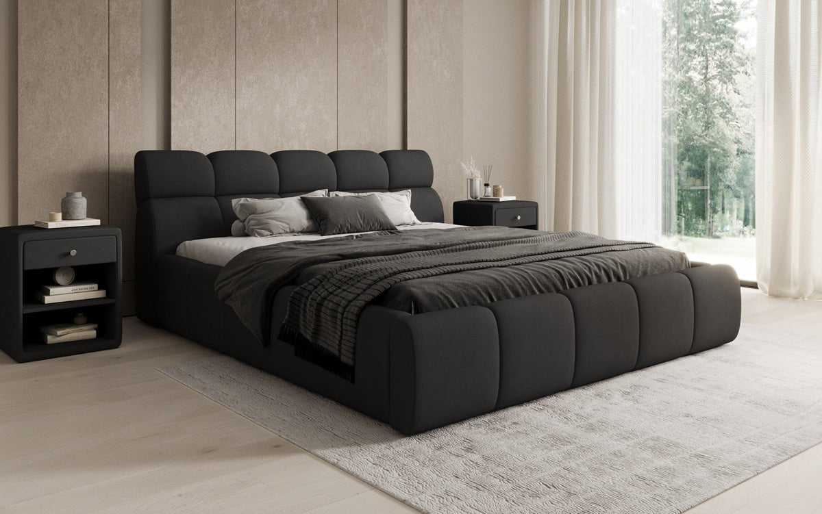 Designer polstret seng Dallas Stof med opbevaringsplads