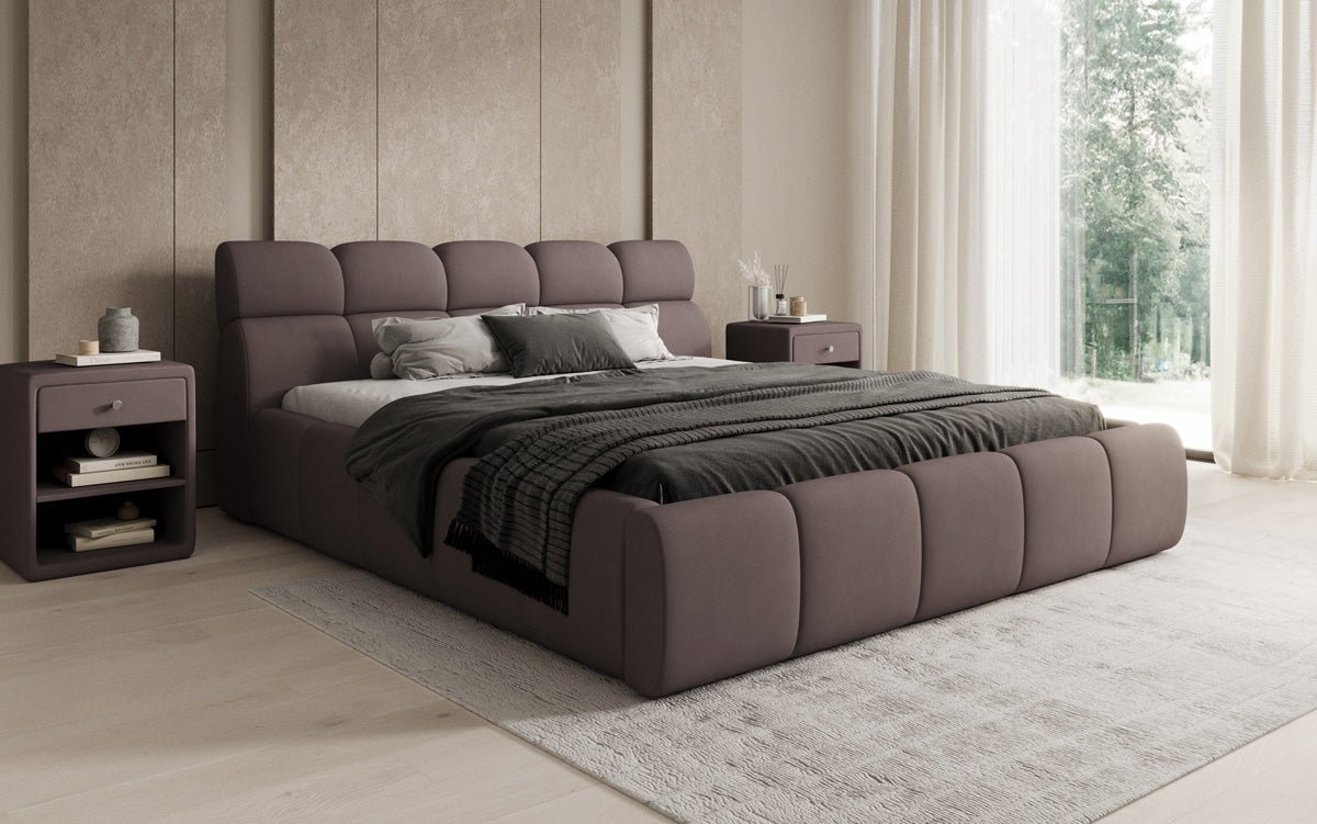 Designer polstret seng Dallas Stof med opbevaringsplads