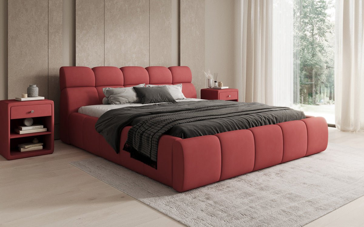 Designer polstret seng Dallas Stof med opbevaringsplads