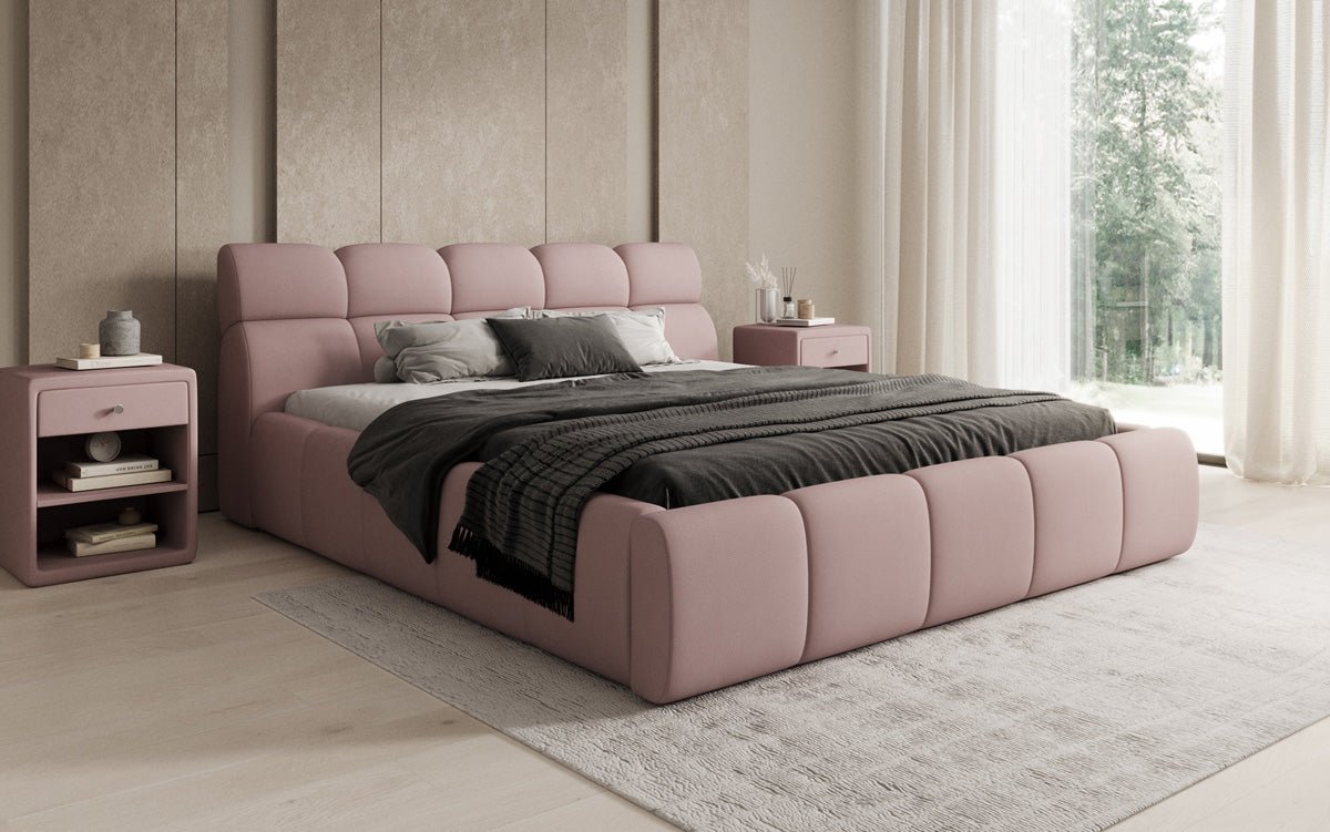 Designer polstret seng Dallas Stof med opbevaringsplads