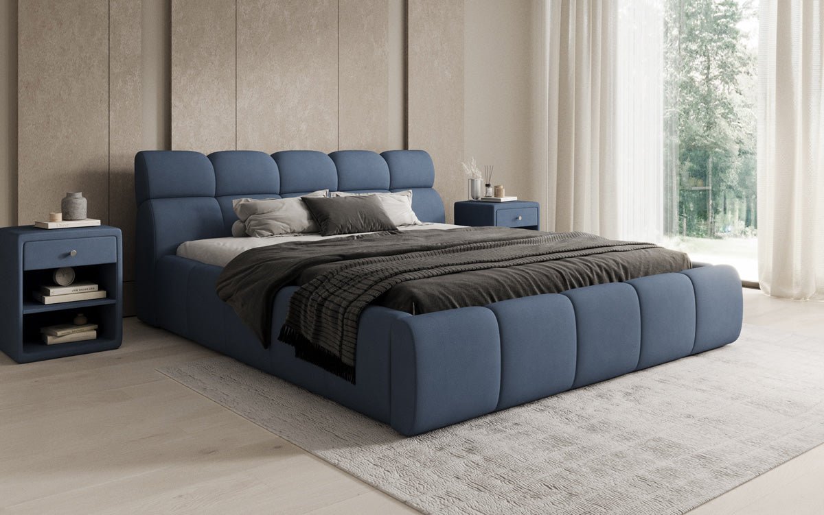 Designer polstret seng Dallas Stof med opbevaringsplads