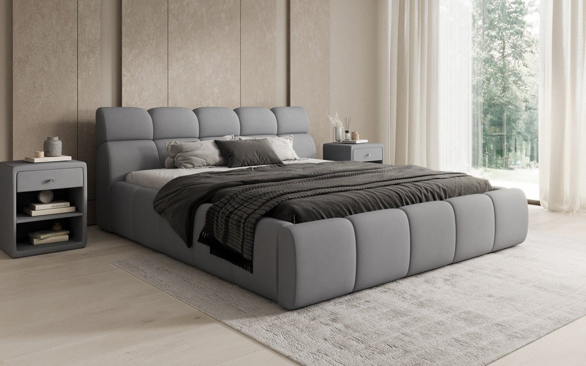 Designer polstret seng Dallas Stof med opbevaringsplads