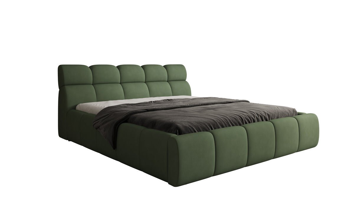 Designer polstret seng Dallas Stof med opbevaringsplads