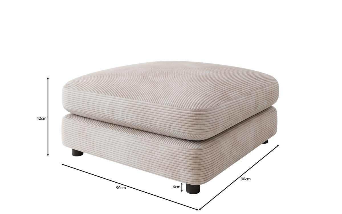 Beistellhocker Thalessa i Cordfløjl 90x90cm