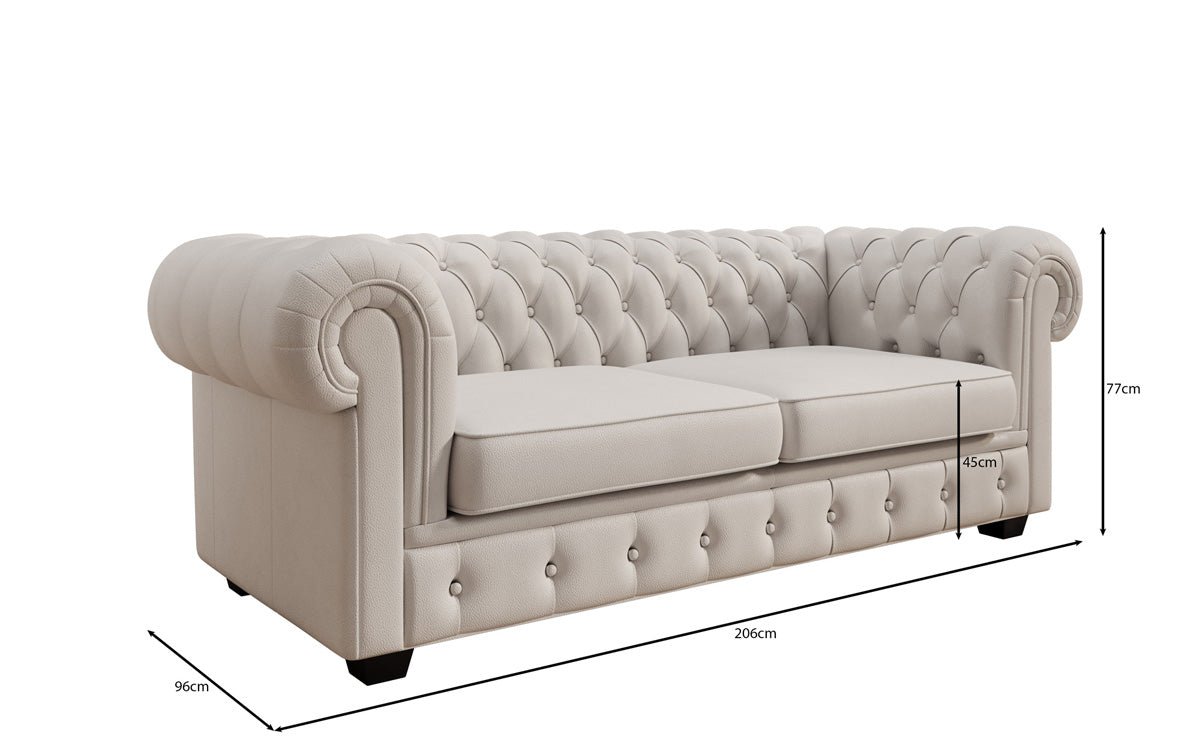 Chesterfield 3-personers sofa Royal i ægte læder