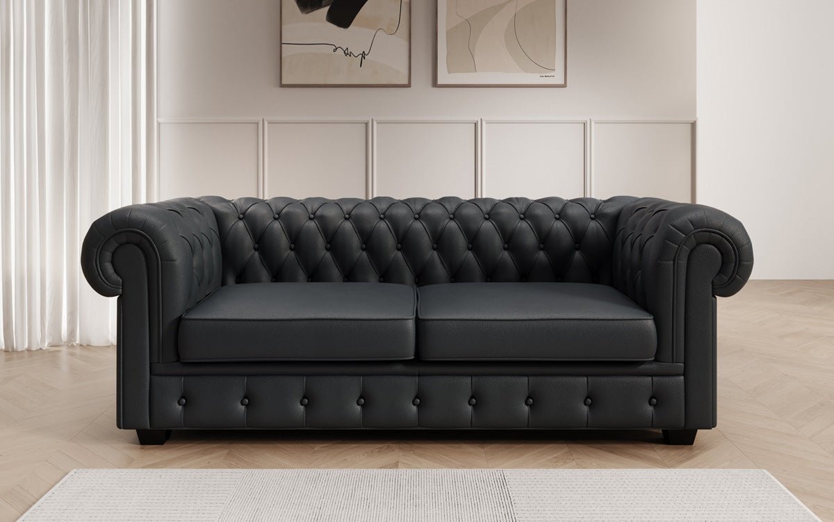 Chesterfield 3-personers sofa Royal i ægte læder