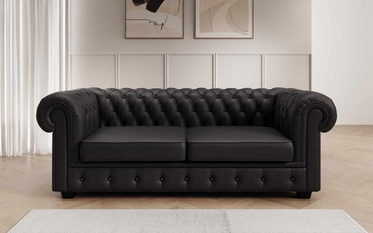 Chesterfield 3-personers sofa Royal i ægte læder