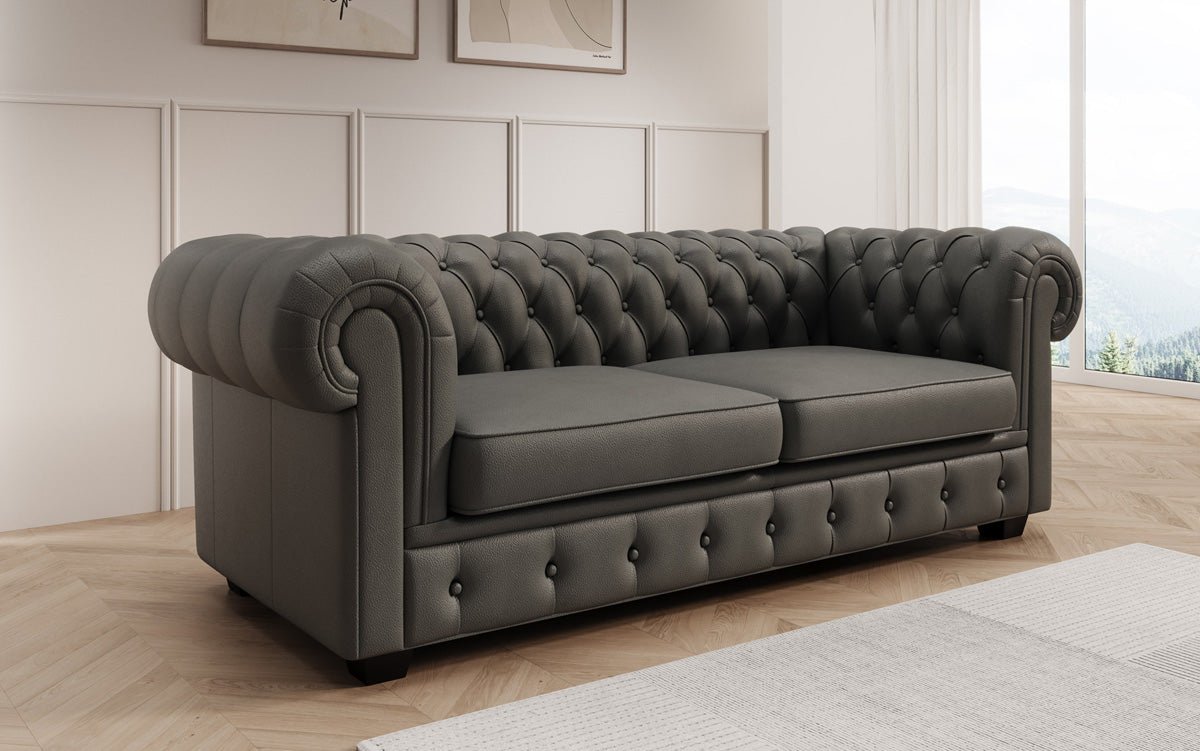 Chesterfield 3-personers sofa Royal i ægte læder