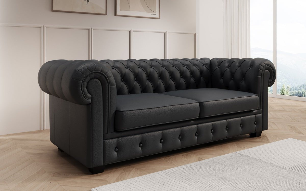 Chesterfield 3-personers sofa Royal i ægte læder