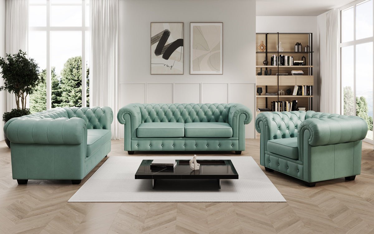 Chesterfield 2-personers sofa Royal i ægte læder